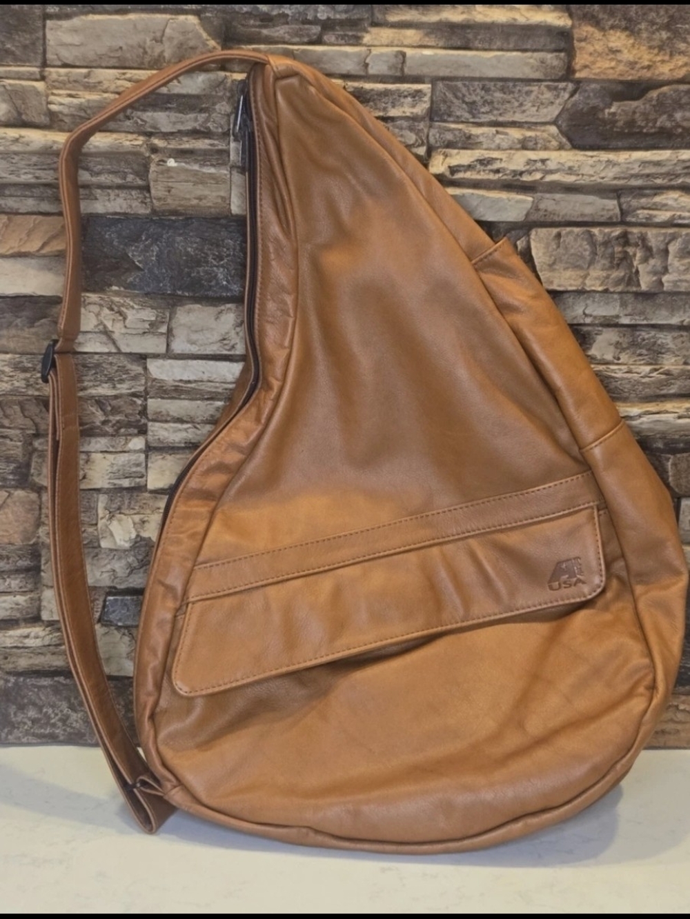 Vintage Ameribag Brown Leather Sling Bag Made in USA Good Quality Condition